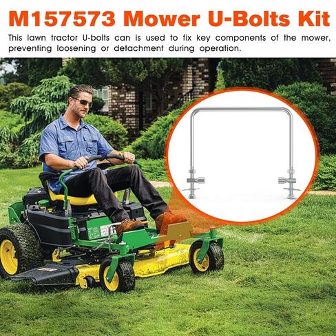 مجموعة مسامير على شكل حرف U متوافقة مع John-Deere Z245 Z425 Z435 Z445 Zero Turn Eztrak السكنية لجزازة الركوب لـ M157573 M155218 M154140 جزازة أمامية ذات شكل مستطيل على شكل U-Bolt in Kuwait