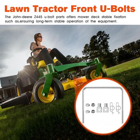 مجموعة مسامير على شكل حرف U متوافقة مع John-Deere Z245 Z425 Z435 Z445 Zero Turn Eztrak السكنية لجزازة الركوب لـ M157573 M155218 M154140 جزازة أمامية ذات شكل مستطيل على شكل U-Bolt in Kuwait
