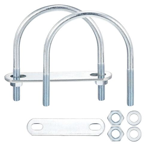 4 مجموعات من مسامير METALLIXITY U (1/4 بوصة (M6) × 2.36 بوصة × 3.18 بوصة)، مجموعات مسامير دائرية على شكل حرف U من الفولاذ الكربوني مع ملحقات - للبناء والأنابيب والمقطورة والسيارات ومثبت زنبرك الأوراق in Saudi Arabia