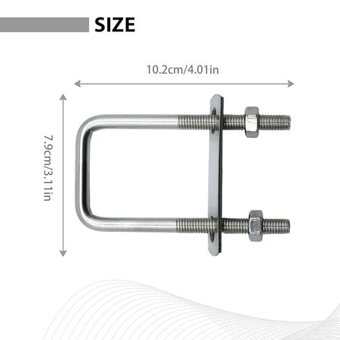 MDEOOSKY 4Pcs Square U-Bolts, 1-5/8"(40mm) Inner Width 100mm Length Carbon Steel M8 with Nuts Frame Plate Round Washers, Replacement for Boats Pipelines Trailers in Saudi Arabia