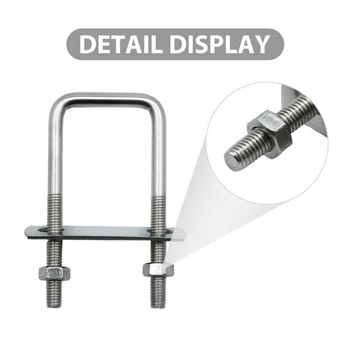 MDEOOSKY 4Pcs Square U-Bolts, 1-5/8"(40mm) Inner Width 100mm Length Carbon Steel M8 with Nuts Frame Plate Round Washers, Replacement for Boats Pipelines Trailers in Saudi Arabia