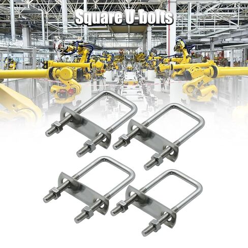 MDEOOSKY 4Pcs Square U-Bolts, 1-5/8"(40mm) Inner Width 100mm Length Carbon Steel M8 with Nuts Frame Plate Round Washers, Replacement for Boats Pipelines Trailers in Saudi Arabia