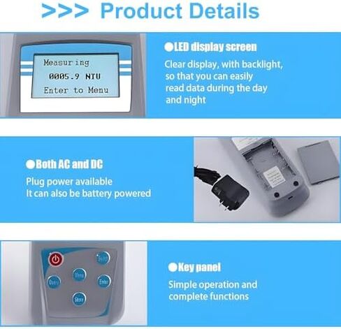 مقياس التعكر المحمول لفحص تعكر السوائل، مقياس التعكر الرقمي المحمول، دقة الضوء المبعثر 90 درجة 0.1 مع إضاءة خلفية لصناعة النبيذ 0-200NTU in Kuwait