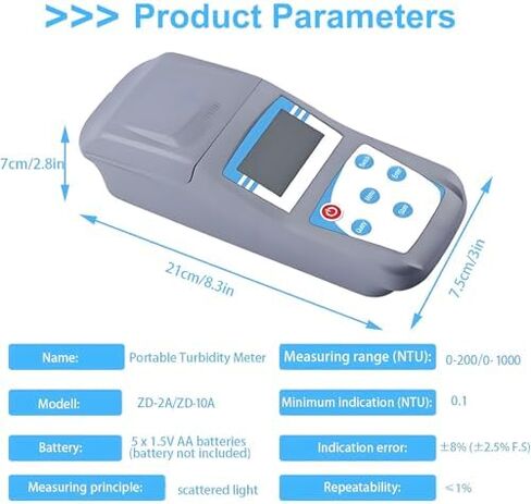 مقياس التعكر المحمول لفحص تعكر السوائل، مقياس التعكر الرقمي المحمول، دقة الضوء المبعثر 90 درجة 0.1 مع إضاءة خلفية لصناعة النبيذ 0-200NTU in Kuwait
