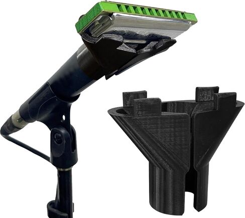 Harmonica Holder for 10 Hole Diatonic Harp, Hands-Free Mic Clip Compatible with Shure SM57 & 545SD-LC – 3D Printed Slide-On Attachment, Fixed Distance Acoustic Cup Design, Quick-Change Setup in Kuwait