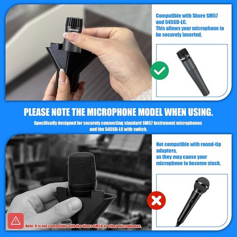 Harmonica Holder for 10 Hole Diatonic Harp, Hands-Free Mic Clip Compatible with Shure SM57 & 545SD-LC – 3D Printed Slide-On Attachment, Fixed Distance Acoustic Cup Design, Quick-Change Setup in Kuwait