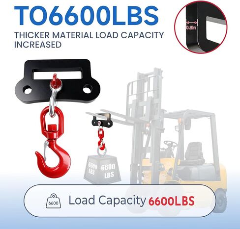 Heavy Duty Forklift Lifting Hook - 6600 LBS (3 Ton) Capacity, Single Fork Mount 360° Swivel Fork Hook, Forklift Accessories Fork Lift Attachment for Forklifts in Kuwait