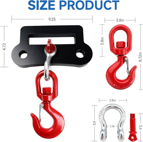 Heavy Duty Forklift Lifting Hook - 6600 LBS (3 Ton) Capacity, Single Fork Mount 360° Swivel Fork Hook, Forklift Accessories Fork Lift Attachment for Forklifts in Kuwait