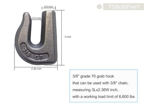 2 Pack 3/8'' Weld-On Chain Hooks Forged Clevis Grab Chain Hooks Heavy Duty Grade 70 Load Limit 6600 LBS Fit Welding onto Tractors or Excavators Truck Forklift Trailers Car in Kuwait