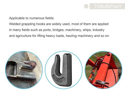 2 Pack 3/8'' Weld-On Chain Hooks Forged Clevis Grab Chain Hooks Heavy Duty Grade 70 Load Limit 6600 LBS Fit Welding onto Tractors or Excavators Truck Forklift Trailers Car in Kuwait