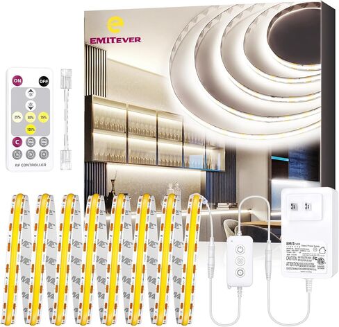 EMITEVER COB LED Strip Lights Neutral White 32.8ft, 4000K Ra 90+ Tape Light Premium High Density, 24V, 300+Lumens/ft, 4800LEDs/Spool, 3W/ft, UL Listed 5 Year Warranty (Power Supply Sold Separately) in Kuwait
