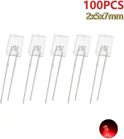 100 قطعة LED 2x5x7 مللي متر ديود عدة مربع LED شفاف صمام ثنائي باعث للضوء الأحمر لتقوم بها بنفسك الإلكترونية in Saudi Arabia