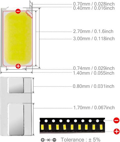 Chanzon 100 pcs 3014 White 6000K SMD LED Diode Lights (Surface Mount Chip 3.0mm x 1.4mm DC 3V 30mA 0.1W 11-13LM) Super Bright Lighting Bulb Lamps Electronics Components Light Emitting Diodes in Saudi Arabia