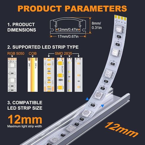 20 Pack 2Meter/6.6ft U Shape LED Aluminum Channels for LED Strip Lights, Aluminum Profile Diffuser Track with Milky White Cover, End Cap, Mounting Clip and Corner Connector, Easy Installation in Saudi Arabia