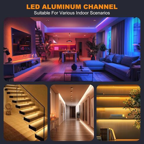 20 Pack 2Meter/6.6ft U Shape LED Aluminum Channels for LED Strip Lights, Aluminum Profile Diffuser Track with Milky White Cover, End Cap, Mounting Clip and Corner Connector, Easy Installation in Saudi Arabia