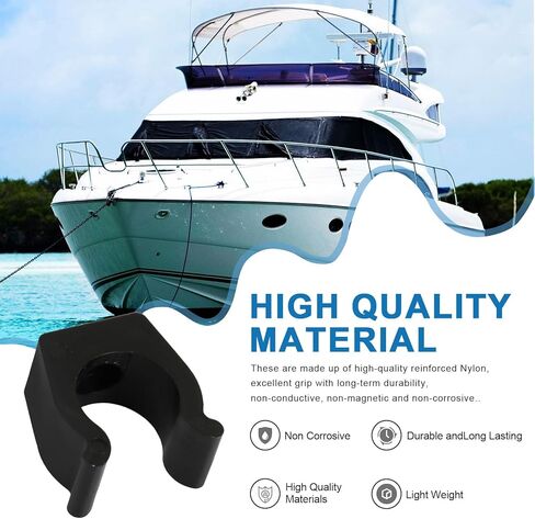 مشابك سلم القارب، 1 ​​بوصة مشابك سلم/عمود مصبوبة بالحقن من النايلون الأسود، دعامة حامل مشبك زنبركي خفيفة الوزن لتخزين آمن للعمود والعتاد على الاستخدام البحري، واليخوت، والمركبات الترفيهية، والأرصفة، حزمة من 2 in Kuwait
