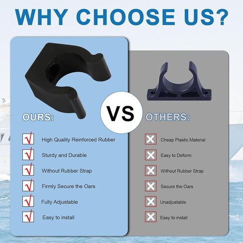 مشابك سلم القارب، 1 ​​بوصة مشابك سلم/عمود مصبوبة بالحقن من النايلون الأسود، دعامة حامل مشبك زنبركي خفيفة الوزن لتخزين آمن للعمود والعتاد على الاستخدام البحري، واليخوت، والمركبات الترفيهية، والأرصفة، حزمة من 2 in Kuwait