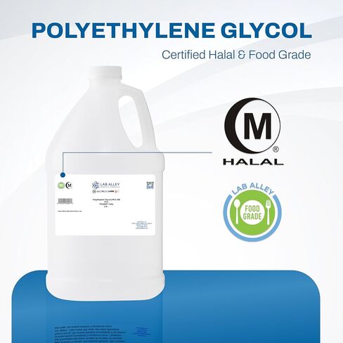 Lab Alley PEG 400 درجة الغذاء (FCC، USP)، سائل بولي إيثيلين جلايكول، معتمد كحلال، آمن للطعام ومستحضرات التجميل، 1 جالون in Kuwait