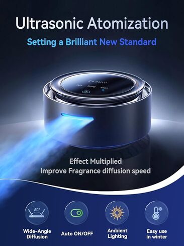Ceeniu Smart Car Air Formener ، 2025 Ultra Wide Angle Mist مع معطر السيارات الأزرق Aurora ، والتصميم المغناطيسي ، و Off/Off ، وبطارية مدمجة قوية ، ورائحة المحيط CF11 in Kuwait
