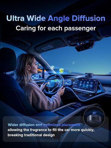 Ceeniu Smart Car Air Formener ، 2025 Ultra Wide Angle Mist مع معطر السيارات الأزرق Aurora ، والتصميم المغناطيسي ، و Off/Off ، وبطارية مدمجة قوية ، ورائحة المحيط CF11 in Kuwait