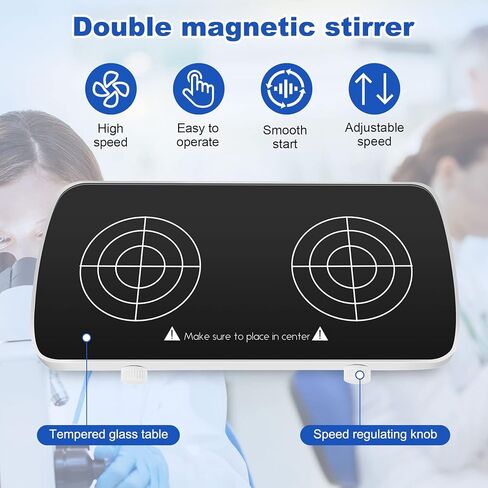 Mini Magnetic Stirrer with Stir Bar,2 Working Panel Lab Mixer,1L+1L Capacity,0-4000RPM Adjusat Speed in Kuwait