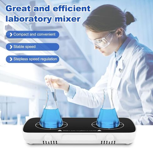 Mini Magnetic Stirrer with Stir Bar,2 Working Panel Lab Mixer,1L+1L Capacity,0-4000RPM Adjusat Speed in Kuwait