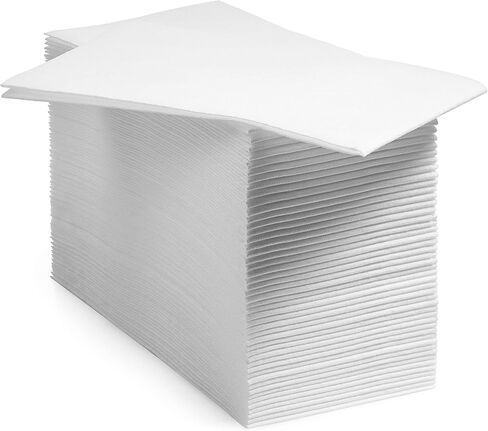 300-Pack BloominGoods Disposable Bathroom Napkins | Single-Use Classic Lite Linen-Feel Guest Towels, Made in USA | Cloth-Like Hand Towels, White, 12" x 17" in Kuwait