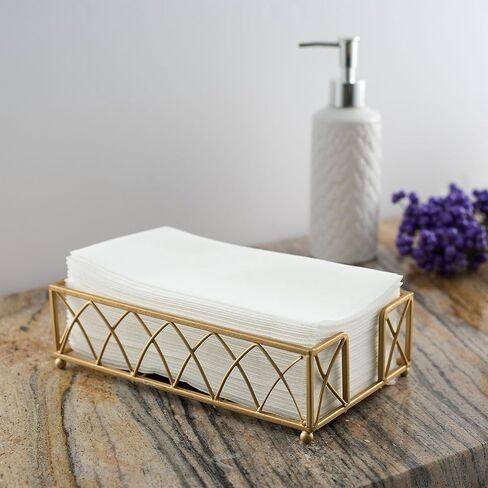 300-Pack BloominGoods Disposable Bathroom Napkins | Single-Use Classic Lite Linen-Feel Guest Towels, Made in USA | Cloth-Like Hand Towels, White, 12" x 17" in Kuwait