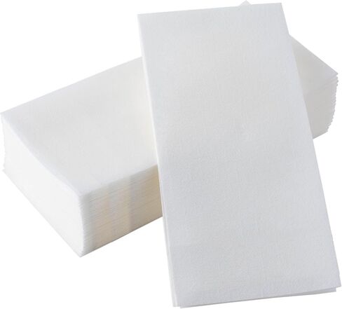 300-Pack BloominGoods Disposable Bathroom Napkins | Single-Use Classic Lite Linen-Feel Guest Towels, Made in USA | Cloth-Like Hand Towels, White, 12" x 17" in Kuwait