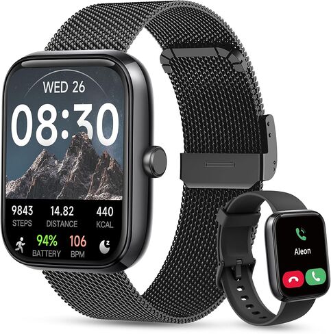 Smart Watch 2025 New Upgraded, 1.83'' Smartwatch Women Men Answer Make Calls, Alexa Fitness Watch, IP68 Waterproof Fitness Tracker, Heart Rate Monitor, 100+ Sports Watch, Timer for Android & iOS in Kuwait