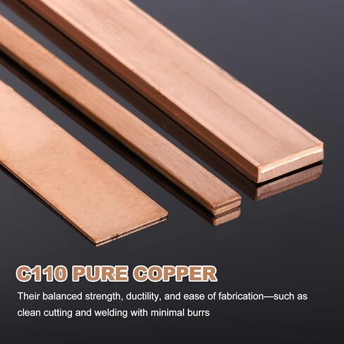 uxcell Copper Flat Bar, 1/8" x 0.5" x 9'' C110 Solid Copper Bus Bar Stock Plate Solid Metal Sheets for DIY Crafts, Repairs, Electrical (3mm x 12mm x 230mm) in Saudi Arabia
