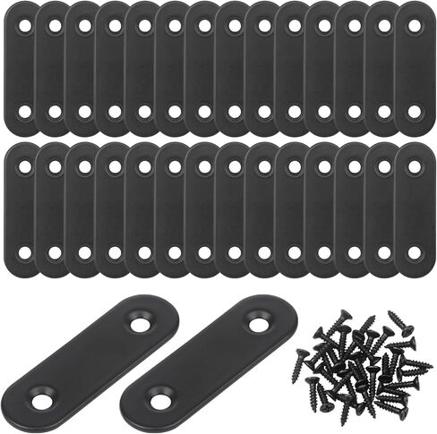 20 Pcs Straight Brace, 2" x 0.6" Flat Brace, Stainless Steel Straight Bracket, Mending Joining Plates for Bed Frame,Board,Wood,Shelves & Furniture, Matte Black (20) in Kuwait