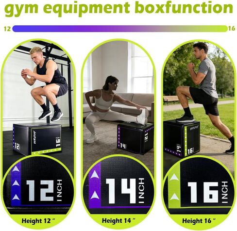 3-in-1 Exercise Box Jump Adjustable Heights Foam Box Jumps for Home Gym Step-Ups Training in Kuwait