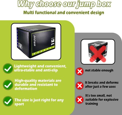 3-in-1 Exercise Box Jump Adjustable Heights Foam Box Jumps for Home Gym Step-Ups Training in Kuwait