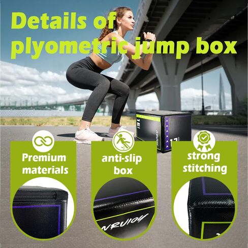3-in-1 Exercise Box Jump Adjustable Heights Foam Box Jumps for Home Gym Step-Ups Training in Kuwait