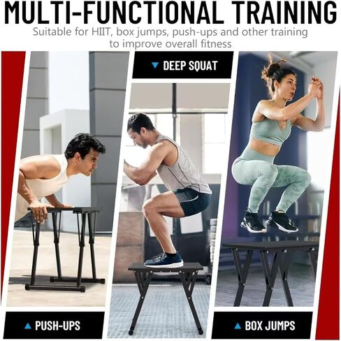 صندوق Plyometric فولاذي قابل للتعديل من GanFindX، ستة إعدادات للارتفاع 30.48 سم - 66.04 سم من الفولاذ Plyo Box Home Gym Jump Trainer للياقة البدنية وتمارين الرشاقة والقدرة على التحمل وتدريبات القوة in Kuwait