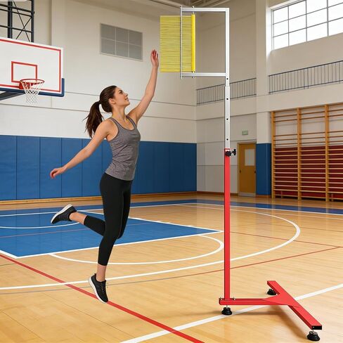 جهاز اختبار القفز العمودي القائم على الأرض، أداة قياس القفز العمودي بارتفاع قابل للتعديل من 5.6 إلى 11.8 قدم، عمود تدريب القفز العمودي مع ريشة لكرة السلة، وتدريب الكرة الطائرة in Kuwait