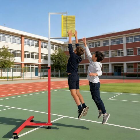 جهاز اختبار القفز العمودي القائم على الأرض، أداة قياس القفز العمودي بارتفاع قابل للتعديل من 5.6 إلى 11.8 قدم، عمود تدريب القفز العمودي مع ريشة لكرة السلة، وتدريب الكرة الطائرة in Kuwait