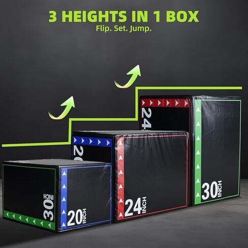 صندوق تمارين القفز Plyo 3 في 1 من OLIXIS، مدرب تمارين رياضية منزلي، صندوق قفز بليومتري مبطن متعدد الاستخدامات للتكييف وتدريبات القوة in Kuwait