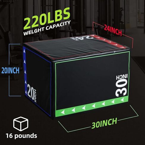 صندوق تمارين القفز Plyo 3 في 1 من OLIXIS، مدرب تمارين رياضية منزلي، صندوق قفز بليومتري مبطن متعدد الاستخدامات للتكييف وتدريبات القوة in Kuwait