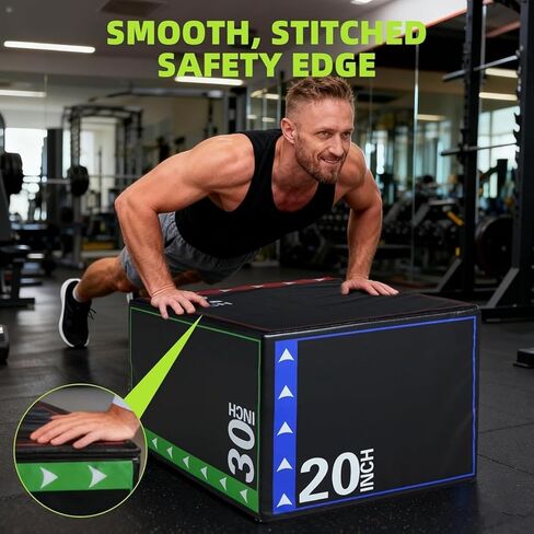 صندوق تمارين القفز Plyo 3 في 1 من OLIXIS، مدرب تمارين رياضية منزلي، صندوق قفز بليومتري مبطن متعدد الاستخدامات للتكييف وتدريبات القوة in Kuwait