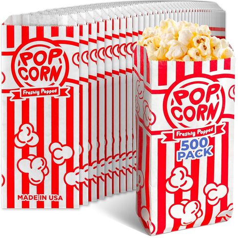 Popcorn Bags Bulk, 500 Pack - 1 oz Small Paper Popcorn Bags Individual Sleeves for Pop Corn Machine, Carnival, Party, Movie Night Essentials in Saudi Arabia