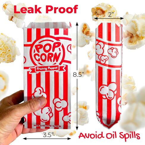 Popcorn Bags Bulk, 500 Pack - 1 oz Small Paper Popcorn Bags Individual Sleeves for Pop Corn Machine, Carnival, Party, Movie Night Essentials in Saudi Arabia