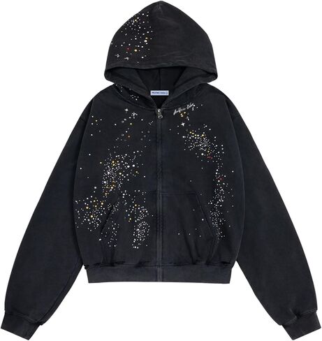 Aelfric Eden Star Rhinestone Zip Up Hoodies Womens Mens Dised مقنعين سترات جنسيقة للجنسين فضفاضة من البلوزات الجيب Y2K in Saudi Arabia