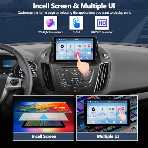 2+64GB Car Stereo Radio with Wireless CarPlay Android Auto for 2014 2015 2016 2017 Ford Escape Radio, 9" Android 13 Head Unit Touch Screen Car Radio with HiFi GPS WiFi Bluetooth FM AHD Backup Camera in Kuwait
