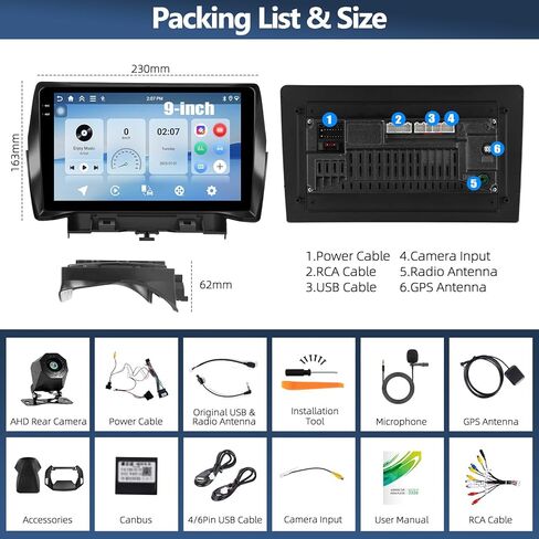 2+64GB Car Stereo Radio with Wireless CarPlay Android Auto for 2014 2015 2016 2017 Ford Escape Radio, 9" Android 13 Head Unit Touch Screen Car Radio with HiFi GPS WiFi Bluetooth FM AHD Backup Camera in Kuwait