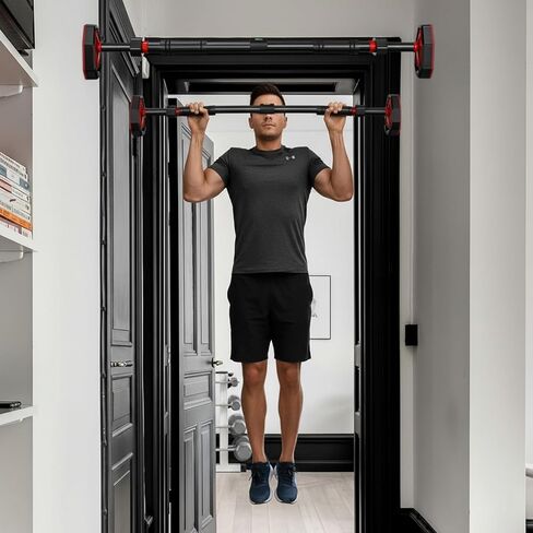 Adjustable Doorway Pull Up Bar for Home Gym - No Drilling Required, Portable Strength Training Bar with Comfortable Grip for Upper Body Workout - Fits Most Door Frames in Kuwait