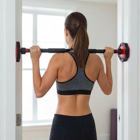 Adjustable Doorway Pull Up Bar for Home Gym - No Drilling Required, Portable Strength Training Bar with Comfortable Grip for Upper Body Workout - Fits Most Door Frames in Kuwait