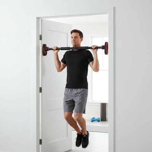 Adjustable Doorway Pull Up Bar for Home Gym - No Drilling Required, Portable Strength Training Bar with Comfortable Grip for Upper Body Workout - Fits Most Door Frames in Kuwait