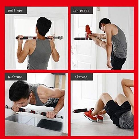 FixtureDisplays® Chin Up Bar Pull Up Bar Doorway Home Gym Exercise Strength Fitness Screw Fasten to Door Frame Twist Bar to Extend 18490-NPF in Saudi Arabia
